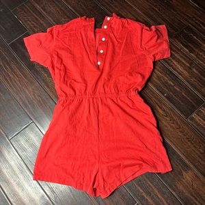 Crewneck short sleeve cotton romper casual Los Angeles Apparel button up back